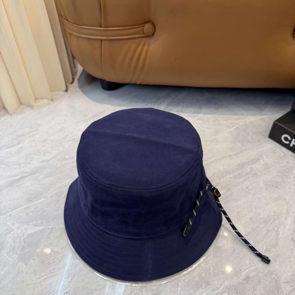 Miu Miu Navy Blue Bucket Hat with Drawstring - Casual Luxury Streetwear - Picture 6 of 7